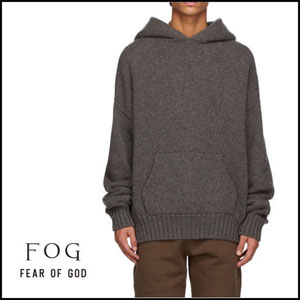 エッセンシャル パーカー 偽物 フィアオブゴッド★FEAR OF GOD★グレー ブラッシュ ニット フーディ