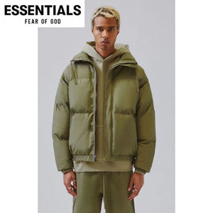 フィアオブゴッド 偽物 エッセンシャルズ FW19 FOG FEAR OF GOD ESSENTIALS PUFFER JACKET OLIVE 緑