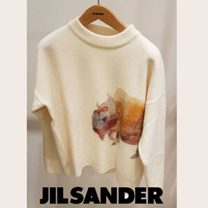 ジルサンダー ニット コピー◆JIL SANDER◆ホワイト アニマルモチーフセーター