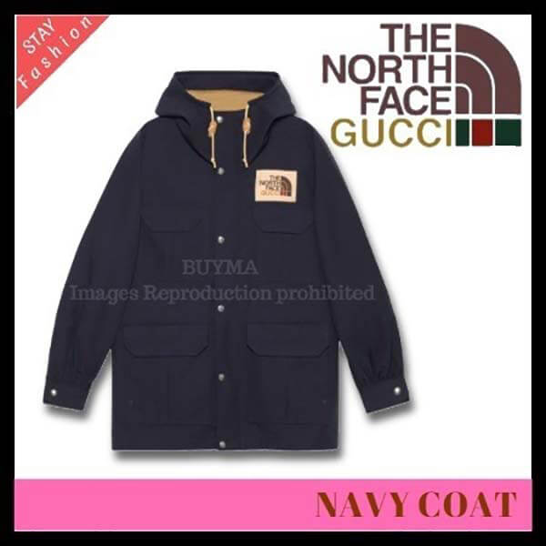 グッチ ノースフェイス コピー コート 歴史的コラボ入手困難!グッチ×THE NORTH FACE NAVY COAT