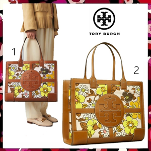 新作 トリーバーチ バッグ 偽物 Tory Burch エラ プリンテッド クワドラント トート バッグ