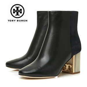 【トリーバーチ 偽物 革靴】TORY BURCH☆ヒールロゴ アンクル ブーツ 5.5