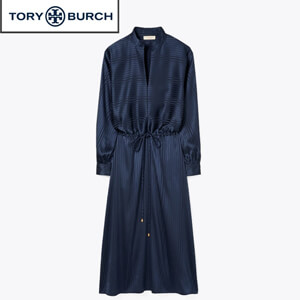 トリーバーチ 偽物 スカート Tory Burch ストライプ サテン ドローストリング ドレス