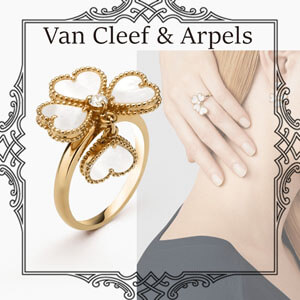 Van Cleef & Arpels ヴァンクリーフ＆アーペル コピー 白蝶貝YG Effeuilage リング Sweet すぐ届くVCARN5P300