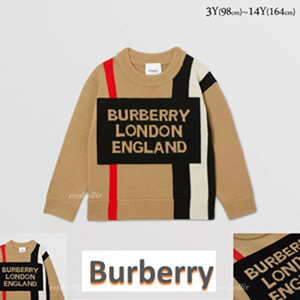 バーバリー 偽物 ベビー ダウン BURBERRY 大人もOK ロゴ アイコンストライプ セーター