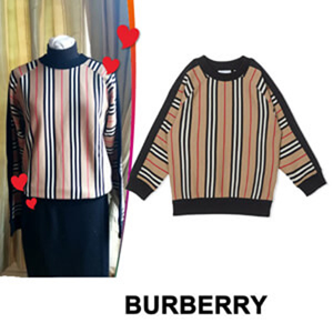 バーバリー コピー ベビー服【大人もOK】BURBERRY ★ アイコン ストライプ スウェットシャツ