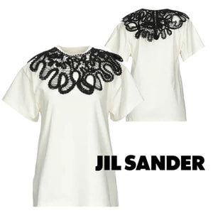 ジルサンダー Tシャツ コピー*Jil Sander*胸元のレースがお洒落♪レーススリット半袖