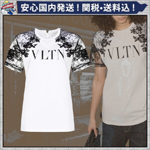 vltn Tシャツ 偽物 ヴァレンティノ *ヴァレンティノ Ｔシャツ コピー* VLTN ロゴ レーススリーブ VB3MG11Y69UA01