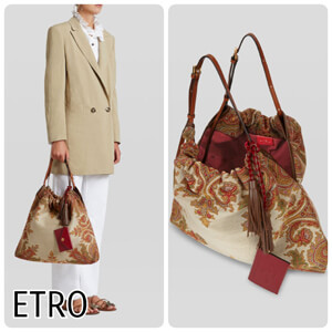 Etro エトロ バッグ コピー paisley jacquard toteレザーチャーム付ショッピングバッグ