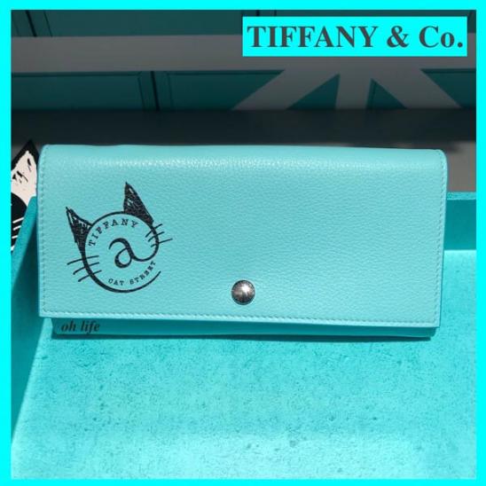 ティファニー ネコ 財布 コピー 限定！TIFFANY★ストアロゴ入り★長財布