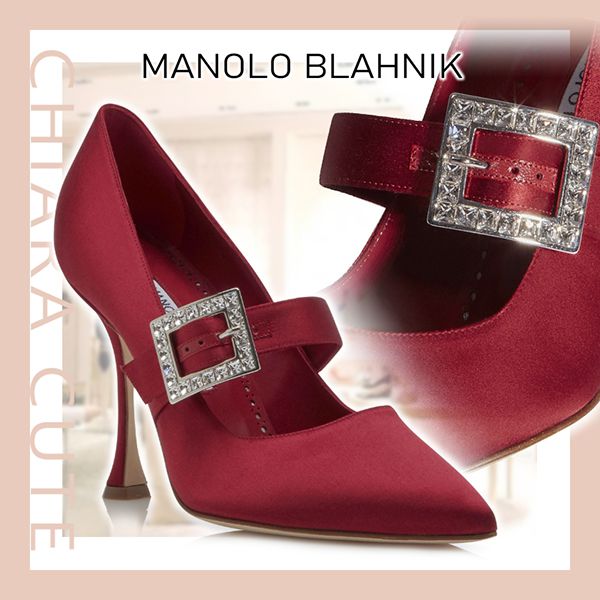 【20AW NEW】マノロブラニク ヒール 偽物 Manolo Blahnik_women/ YAUNDE サテン パンプス/RED