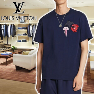 LV ルイヴィトン Tシャツ 偽物 ビーズアニマルアンドモノグラムTシャツ 1A8R2I