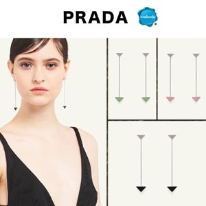 プラダ シンボル ピアス コピー【PRADA】シンボルペンダントピアス シルバー925 パラジウム ・シルバー925