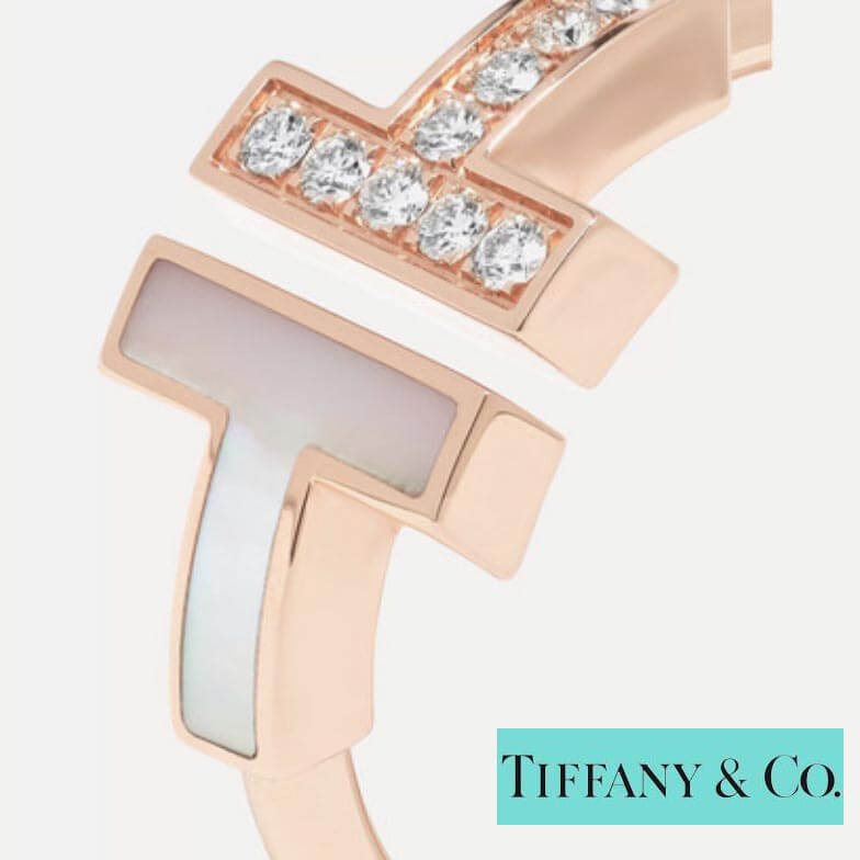 ティファニー Tリング 偽物【新作】Tiffany T マザーオブパール　リング ダイヤ付き18K