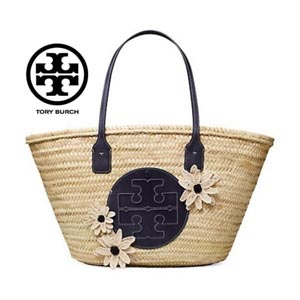 トリーバーチ かごバッグ コピー2021春夏 早い者勝ち 【Tory Burch】ロゴ入りお花アップリケ付