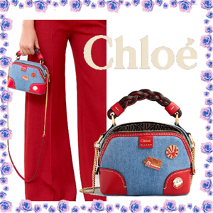 Chloe クロエ バッグ 偽物「DARIA」ミニチェーンバッグ メタルピン デニム CHC21SS362D94664