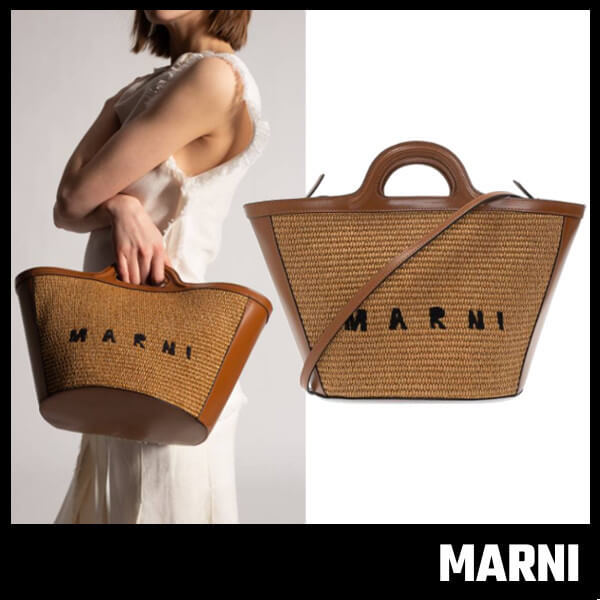 マルニ かごバッグ 偽物 MARNI★レザー＆ラフィア TROPICALIA スモールバッグ マルニ ハンモックバッグ コピー【人気完売アイコン】