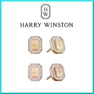 希少☆ハリーウィンストン ピアス スーパーコピー HARRY WINSTON 18Kゴールド&ダイヤモンド HWロゴピアス