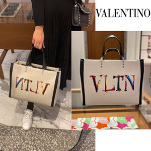 ◆ヴァレンティノ トートバッグ コピー◆Medium VLTN graph canvas tote bag◆ VY2B0A35MNU3DM