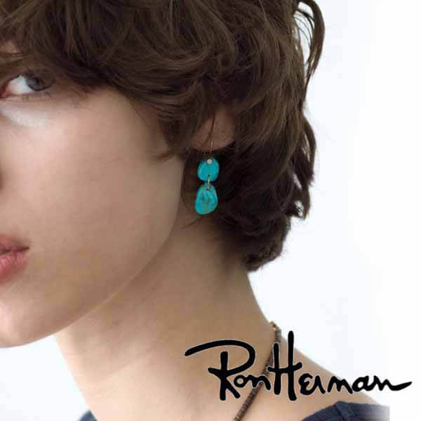 【ロンハーマン ピアス 偽物 MIZUKI】14kt Earrings Double Turquoise&Diamond