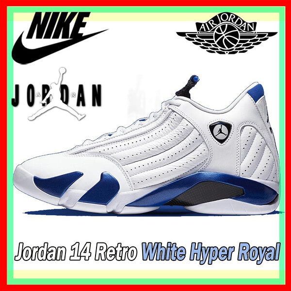 ハイパーロイヤル 偽物 Air Jordan 14 Retro White Hyper Royal ジョーダン14レトロホワイト 487471 104 レアモデル