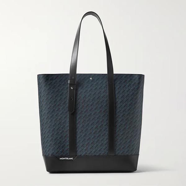 ◆モンブラン トートバッグ 偽物◆ Logo-Print Coated-Canvas and Leather Tote Bag