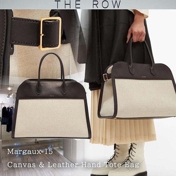 【THE ROW 偽物 トートバッグ】ザロウ マルゴー Margaux 15 キャンバス&レザー ハンド