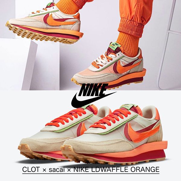 クロット × サカイ × ナイキ スニーカー 偽物 LDWAFFLE ORANGE - DH1347-100