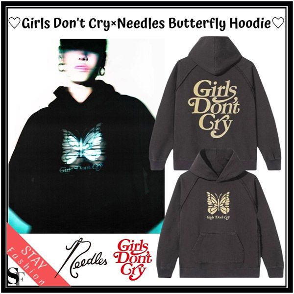 ★日本未入荷コラボ! needles ガールズドントクライ 偽物 ​パーカー BUTTERFLY Hoodie