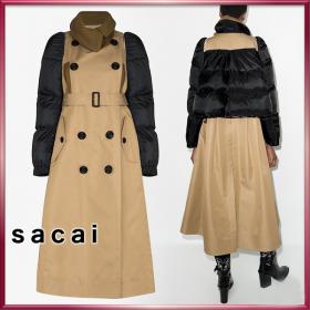 ＜関税込＞sacai 偽物 トレンチコート＊異素材MIX パデッドパネル