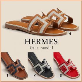 エルメス＊Oran sandal 偽物 オラン レザー＆キャンバス サンダル＊送込H221105Z 48