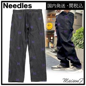 新作限定【Needles 偽物】パピヨン ロゴ ストレートレッグ デニム ジーンズ