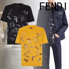 人気☆フェンディ ブラックコットン Tシャツ 偽物 2色展開【追跡付】