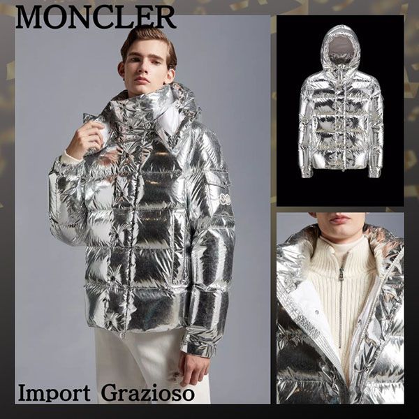 モンクレール マヤ 偽物 Moncler Maya 70ショートダウンジャケット◆Silver H20911A0025654AEL900