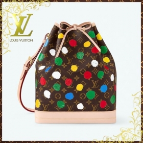 LV × YK 草間彌生 コラボ ノエ バケツバッグ 偽物 モノグラム ドット M46394