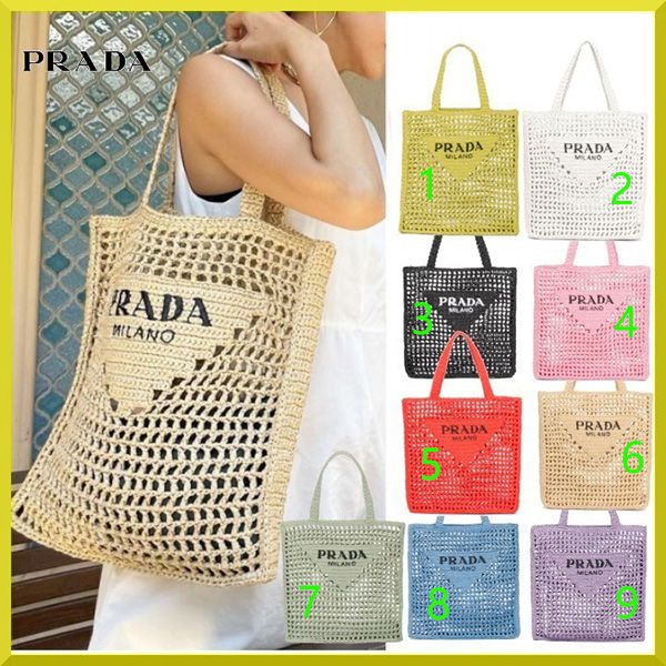 ラフィアトートバッグ プラダ 偽物 プラダ かごバッグ コピー■ストローバッグ Raffia tote bag メッシュ ロゴ 新作 1BG393_2A2T_F0009_V_OOO