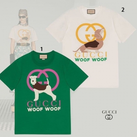 グッチ WOOF WOOF プリント コットン Tシャツ コピー 717422 XJFM7 9095