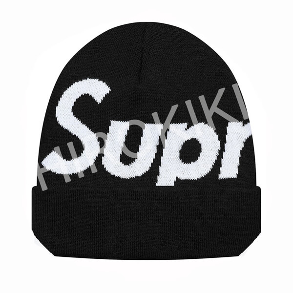 【18AW】シュプリームスーパーコピー Big Logo Beanie ビッグロゴ ニット帽 Black 黒