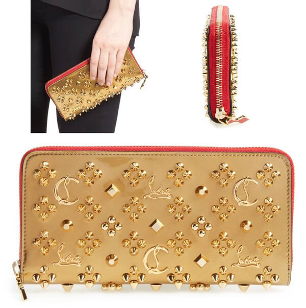 2019新作限定 CHRISTIAN LOUBOUTIN クリスチャン ルブタンコピー Panettone Spiked Leather Wallet 長財布