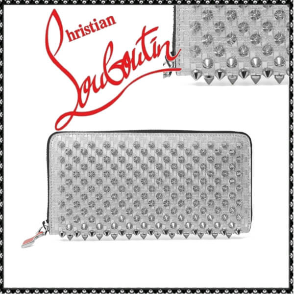 18SS新作! クリスチャン ルブタンコピー CHRISTIAN LOUBOUTIN 長財布 グリッターシルバー