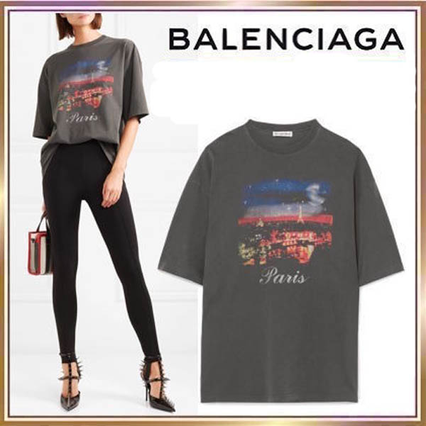 2018SS バレンシアガスーパーコピー 大人気 Oversize Paris プリントTシャツ 480065TYK361055