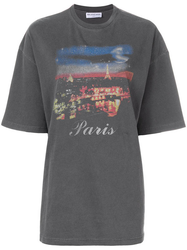 2018SS バレンシアガスーパーコピー 大人気 Oversize Paris プリントTシャツ 480065TYK361055