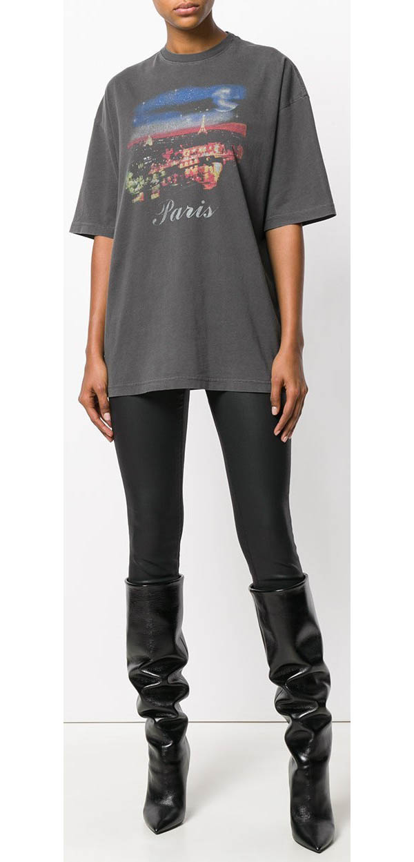2018SS バレンシアガスーパーコピー 大人気 Oversize Paris プリントTシャツ 480065TYK361055