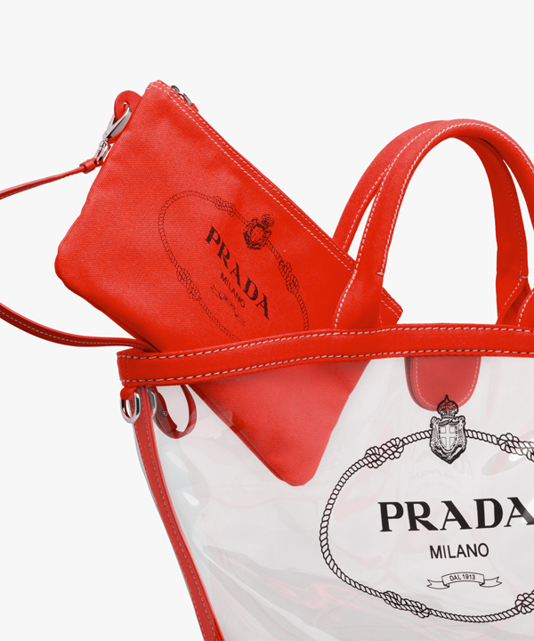 2018SS ☆PRADA プラダスーパーコピー☆ビニール ハンドバッグ 1BG166 rosso