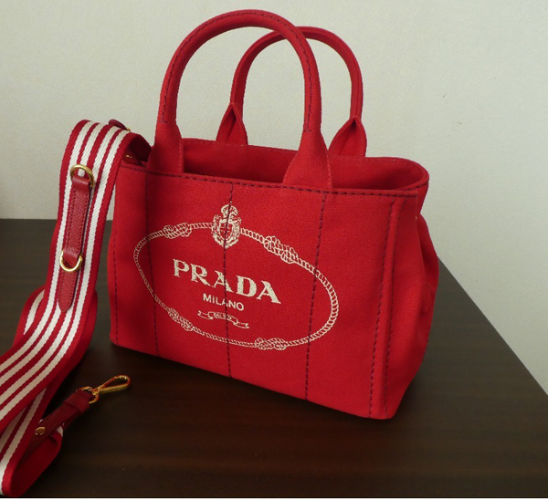 2018新作 PRADA プラダコピー 1BG439 CANAPA ROO/ROSSO/TALCO 手提げバッグ