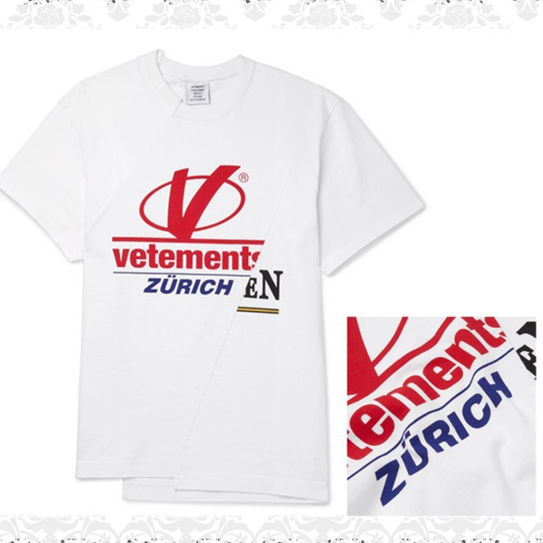 VETEMENTS(ヴェトモンスーパーコピー) 大人気！ アシンメトリー ロゴ Tシャツ