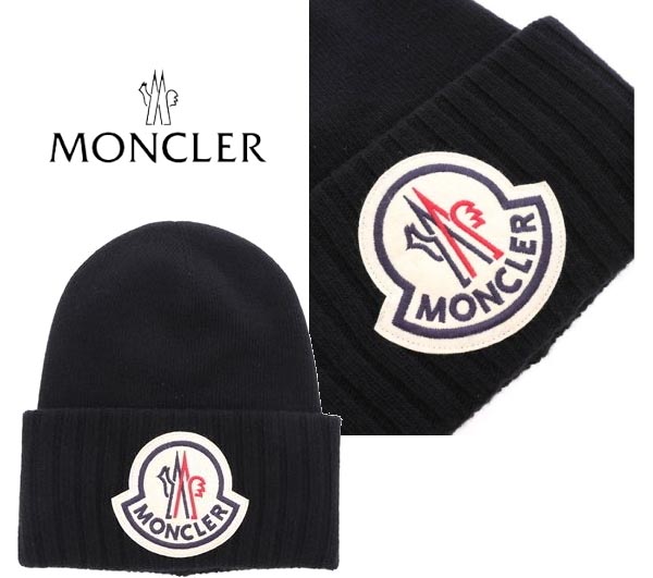 2024新作品★MONCLER モンクレールスーパーコピー《ブラックウール ロゴ パッチビーニー》29926200_A9186_778