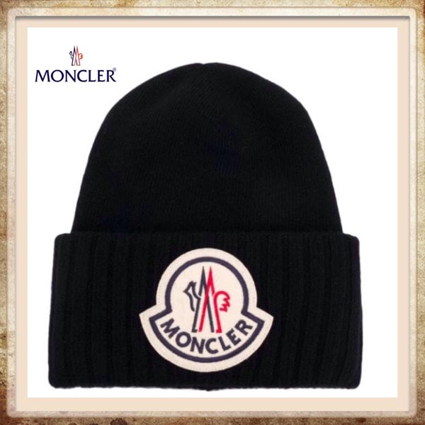 2024新作品★MONCLER モンクレールスーパーコピー《ブラックウール ロゴ パッチビーニー》29926200_A9186_778