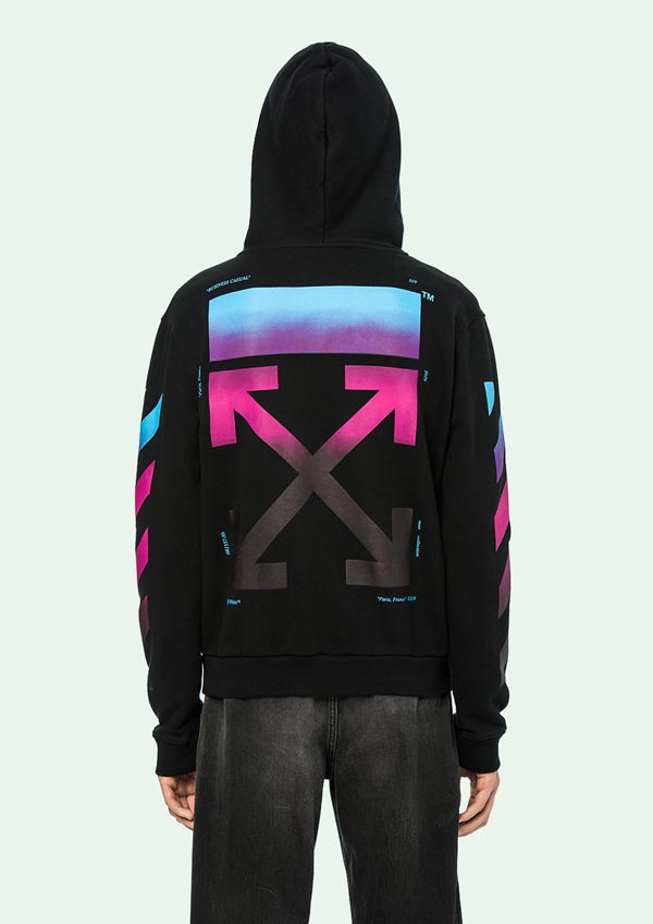 オフ ホワイト レプリカ パーカー 激安通販 OFF WHITE BLACK GRADIENT ZIPPED HOODIE