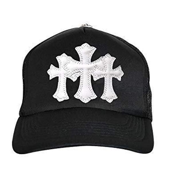 CHROME HEARTS ★クロムハーツ キャップ コーデ レプリカ【セメタリークロス×ホワイトレザー】